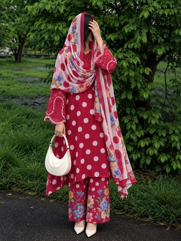 Red Polka Dot Floral Paksuit [PC042]